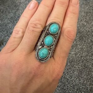Turquoise and Silver Statement Ring